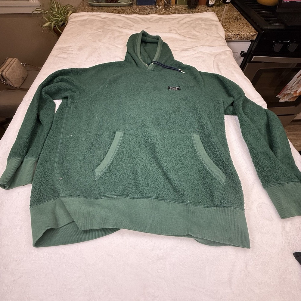 Abercrombie & Fitch Mens XXL Green Sherpa Fleece Hoodie Pullover Y2K A&F